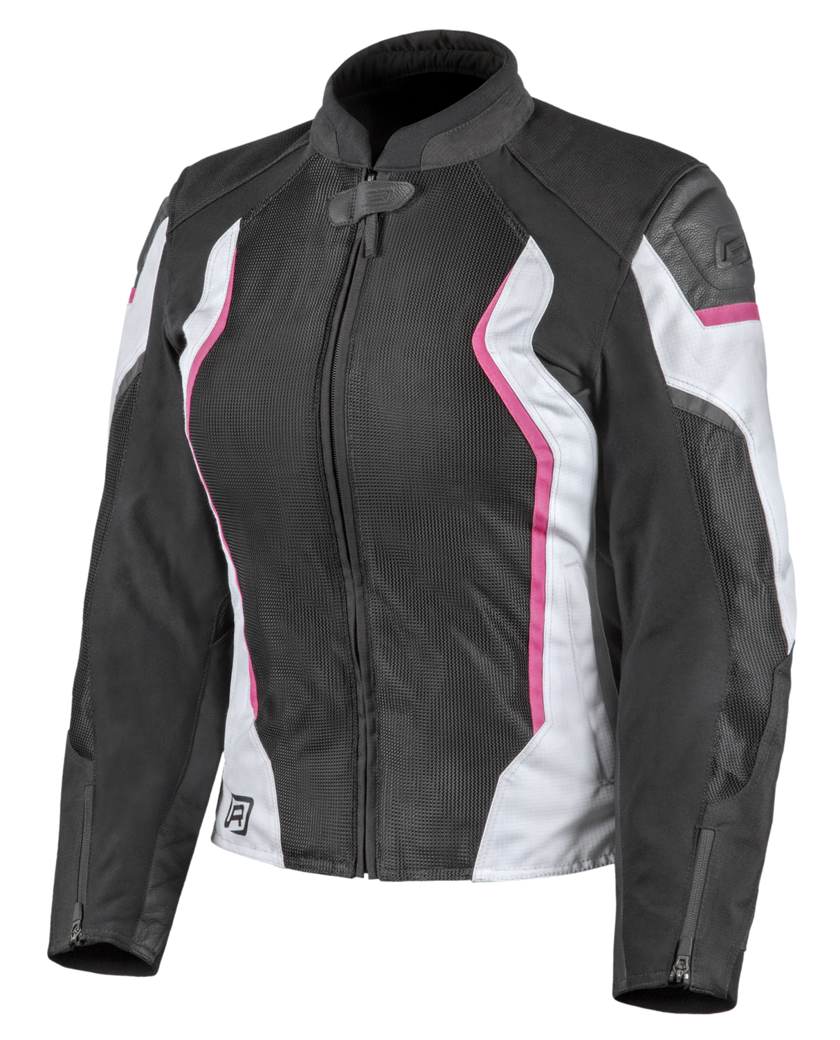 Rjays Sector Black/White/Pink Womens Textile Jacket - EasyR