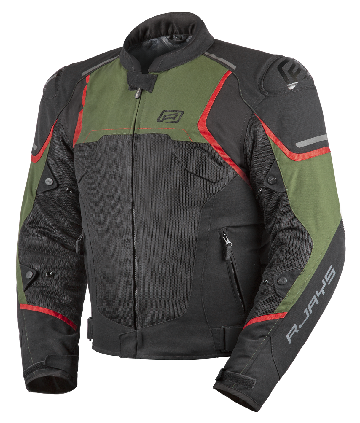 Rjays Pace Airflow Black/Military Green Textile Jacket - EasyR