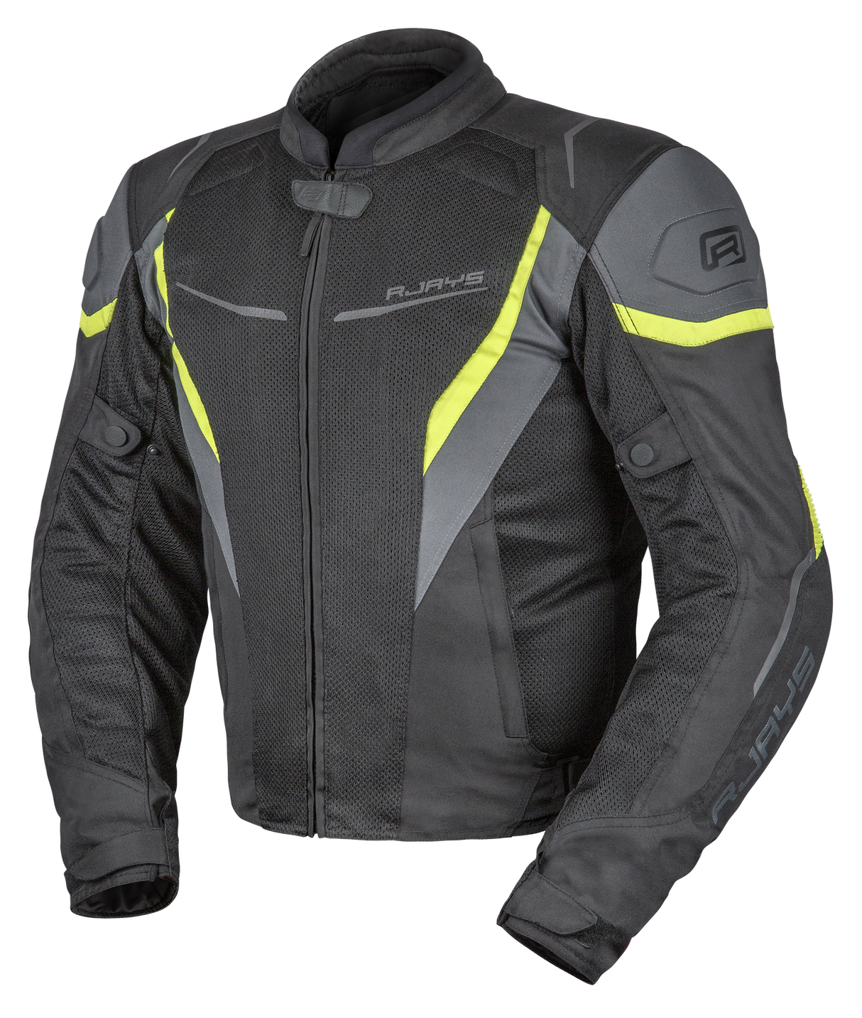 Rjays Swift III Black/Grey/Fluro Yellow Textile Jacket - EasyR