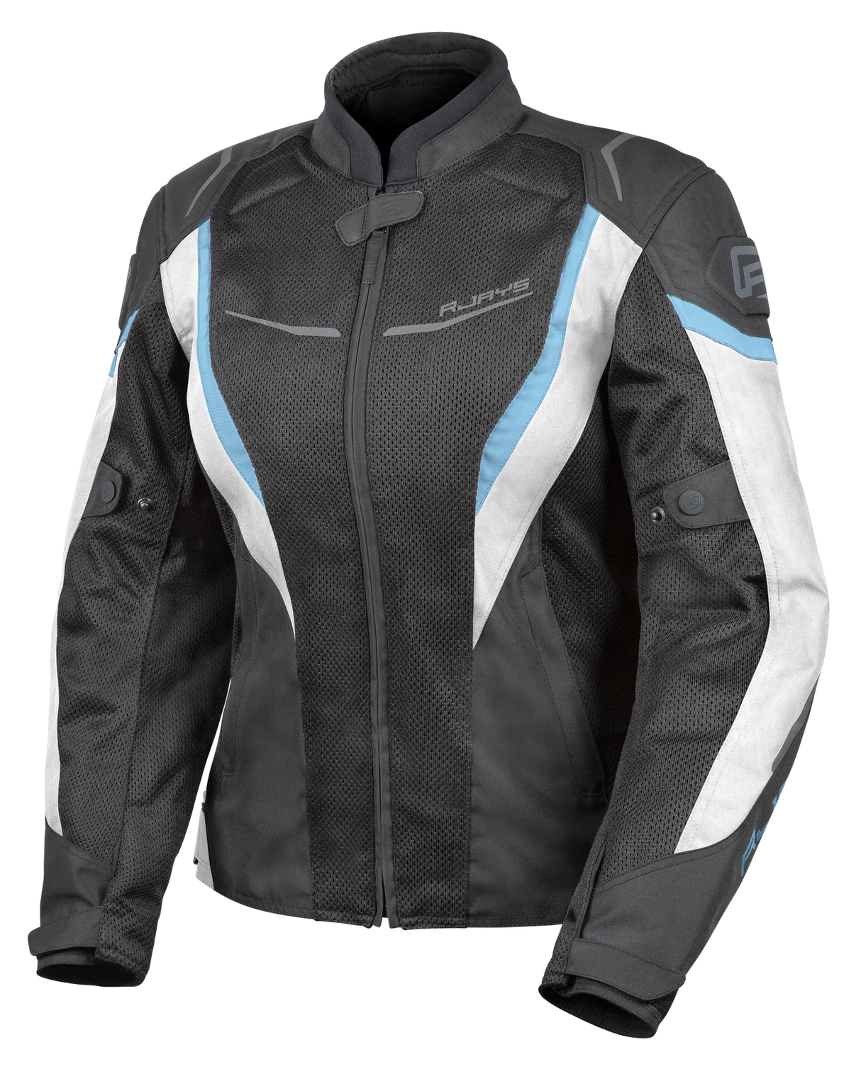 Rjays Swift III Black/White/Light Blue Womens Textile Jacket - EasyR