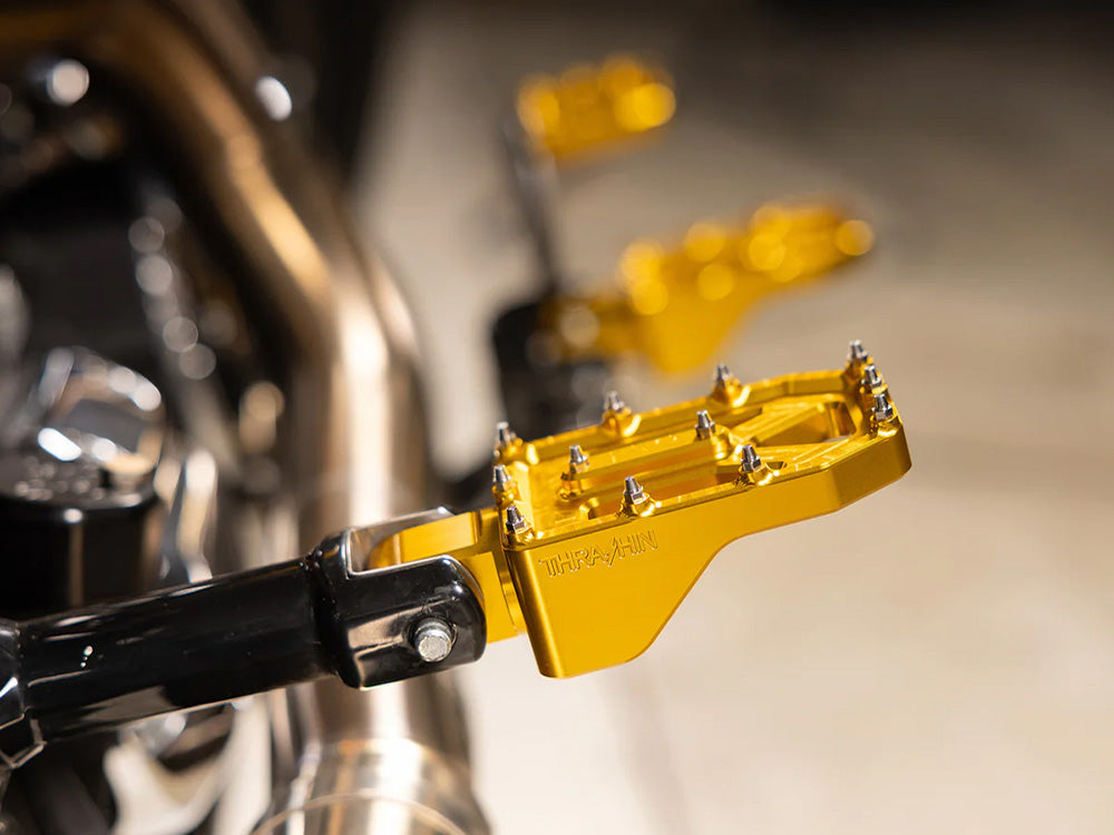 Thrashin Supply TS-TSC-2022-5-SR Aggressor Rear Footpegs Gold for Harley-Davidson Softail 18-Up
