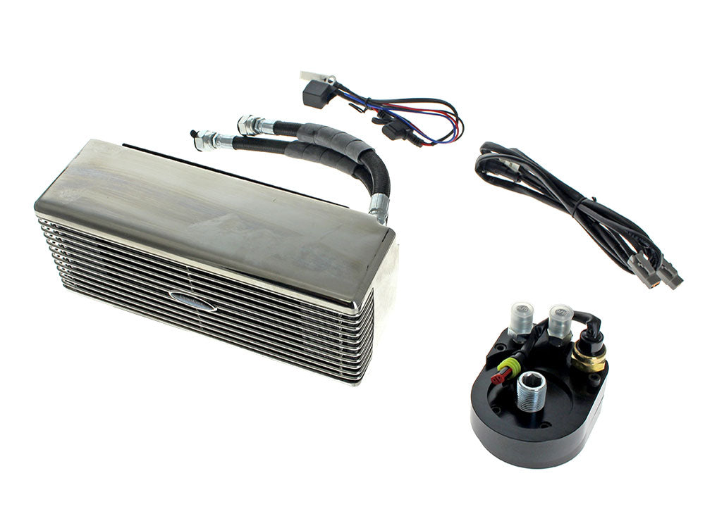 UltraCool UC-DY-1SS Fan Assisted Low Mount Oil Cooler Kit Stainless Steel for Dyna 93-17