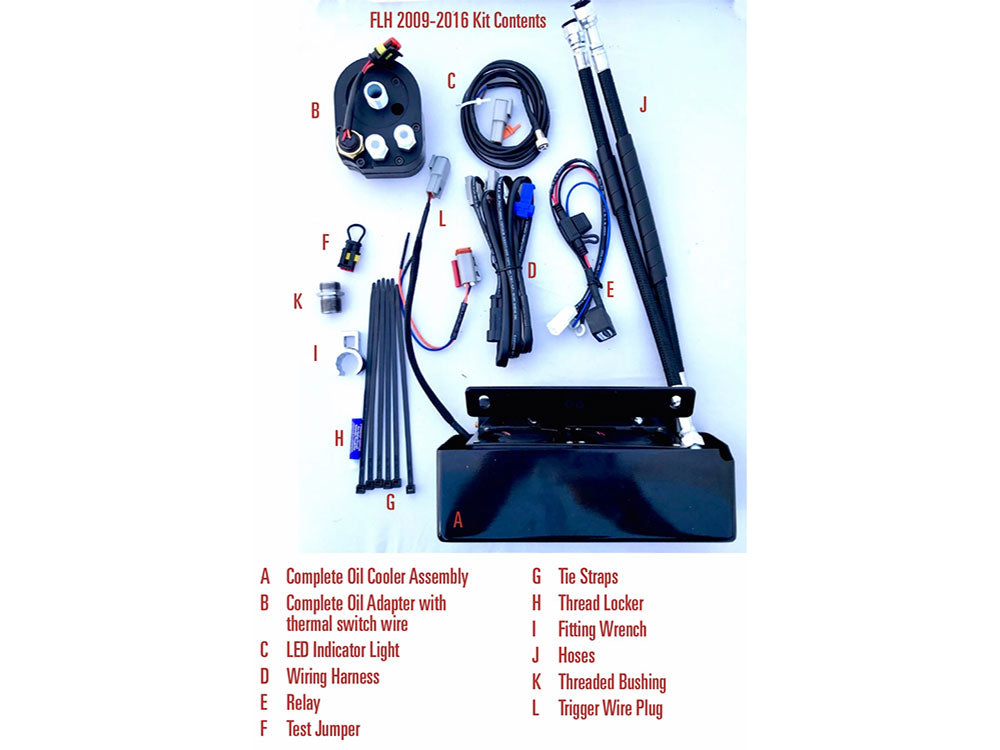 UltraCool UC-RF-2G Fan Assisted Low Mount Oil Cooler Kit Gloss Black for Touring 09-16