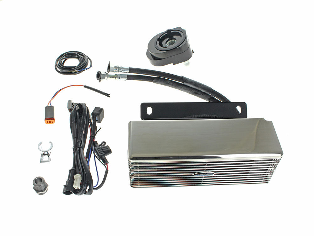 UltraCool UC-RF-2SS Fan Assisted Low Mount Oil Cooler Kit Stainless Steel for Touring 09-16