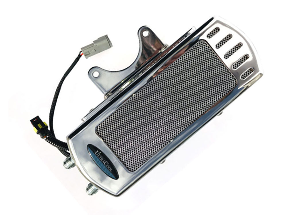 UltraCool UC-SMS-1C Fan Assisted Side Mount Oil Cooler Kit Chrome for Softail 85-17