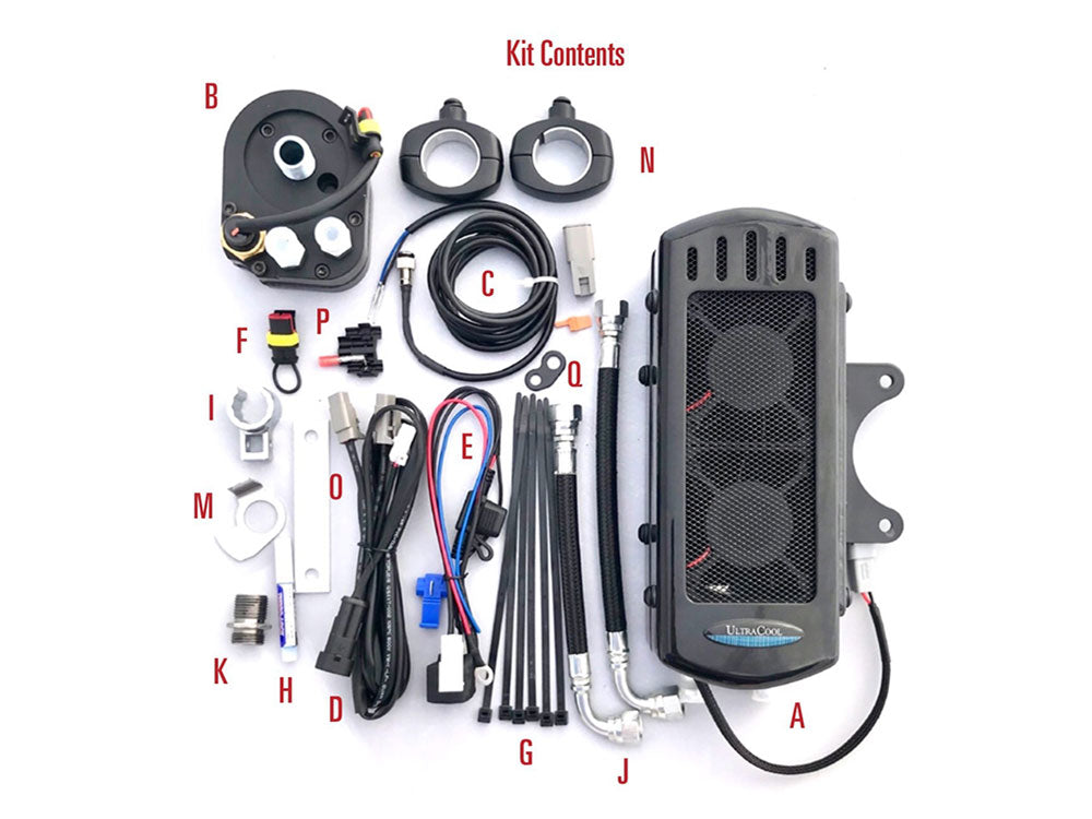 UltraCool UC-SMS-1G Fan Assisted Side Mount Oil Cooler Kit Gloss Black for Softail 85-17