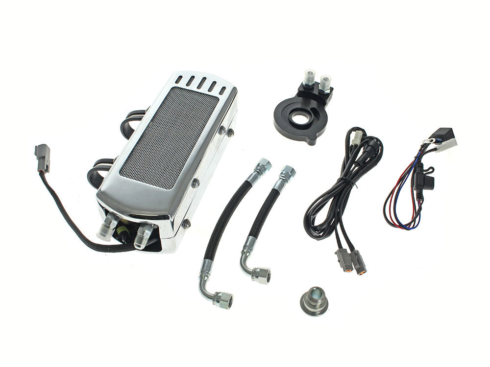 UltraCool UC-SMS8-1C Fan Assisted Side Mount Oil Cooler Kit Chrome for Softail 18-Up w/no Crash Bar/Engine Guard