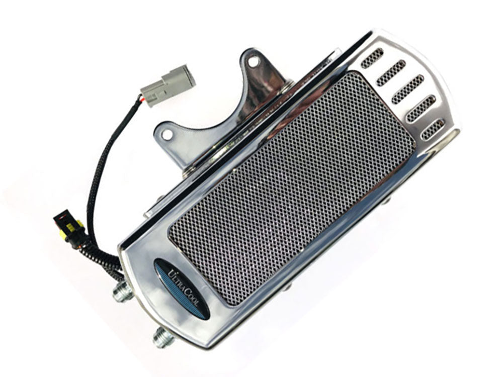 UltraCool UC-SMT-2C Fan Assisted Side Mount Oil Cooler Kit Chrome for Touring 09-16