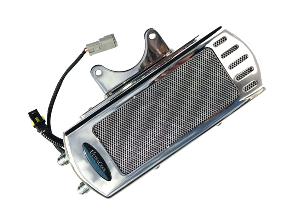 UltraCool UC-SMT8-1C Fan Assisted Side Mount Oil Cooler Kit Chrome for Touring 17-Up w/Harley-Davidson Full Size Engine Guard
