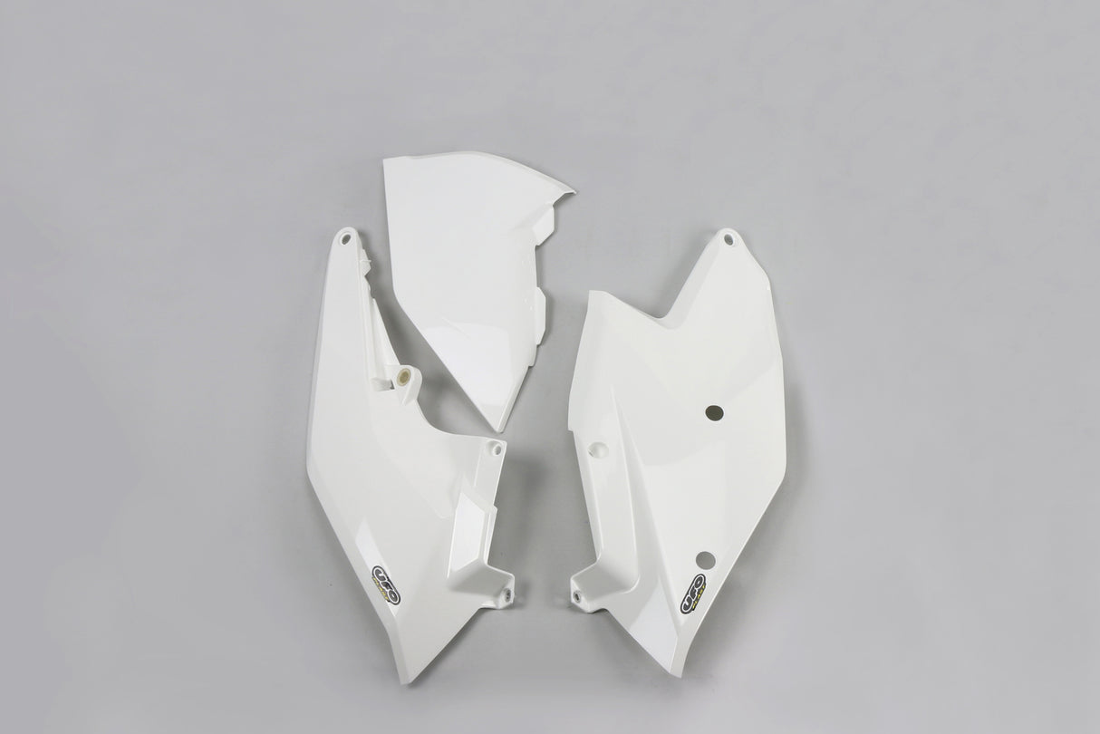 UFO Side Panels & Left Airbox Cover White for KTM SX 125/SX 150/SX-F 250-450 16-18/SX 250 17-18/EXC 125-300/EXC-F 250-500/XC-W 125 17-19/XC-W 250 TPI 2019