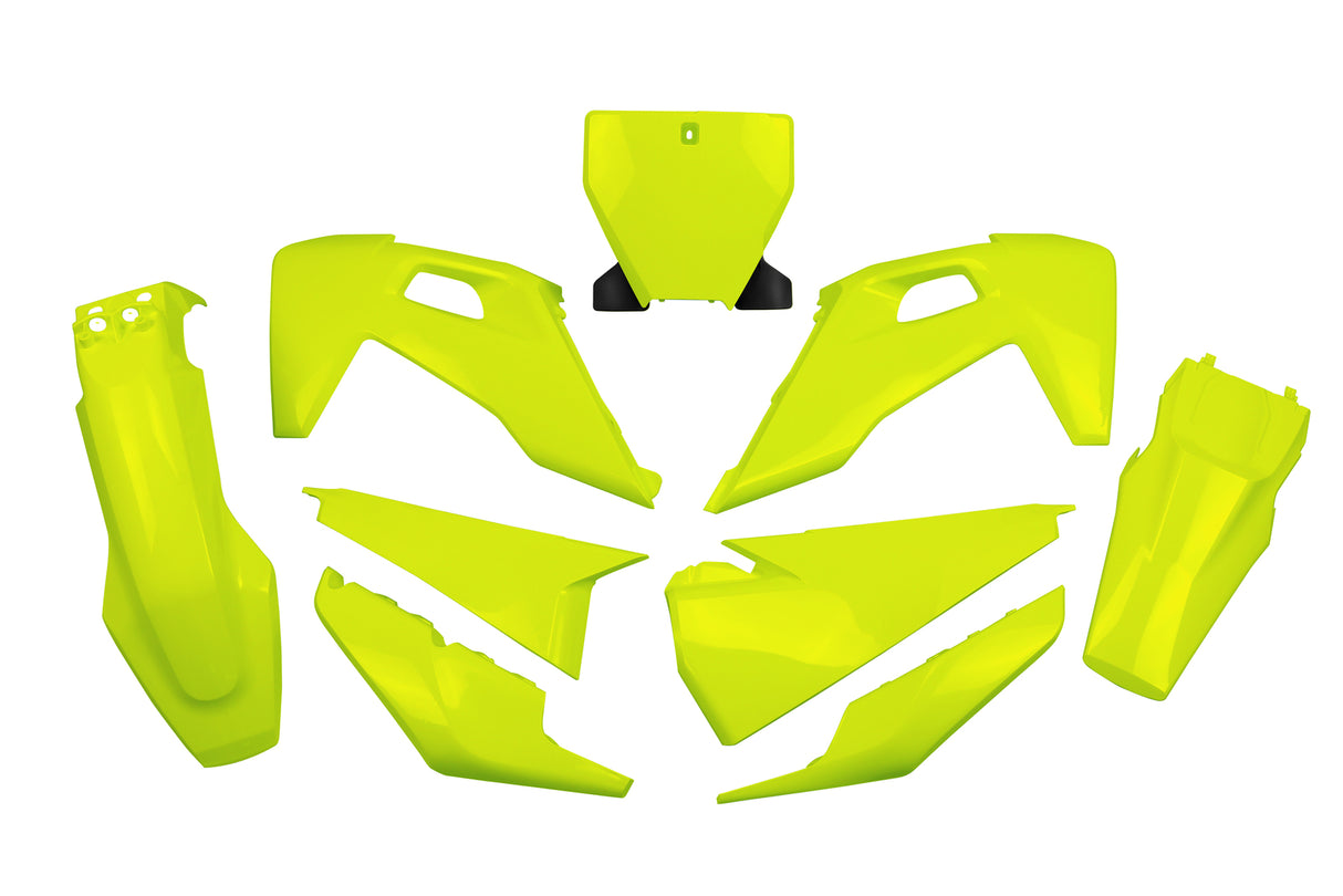 UFO Plastics Kit Fluro Yellow for Husqvarna FC 250/FC 350/FC 450/TC 125/TC 250 19-22/FX 350/FX 450/TX 300 20-22
