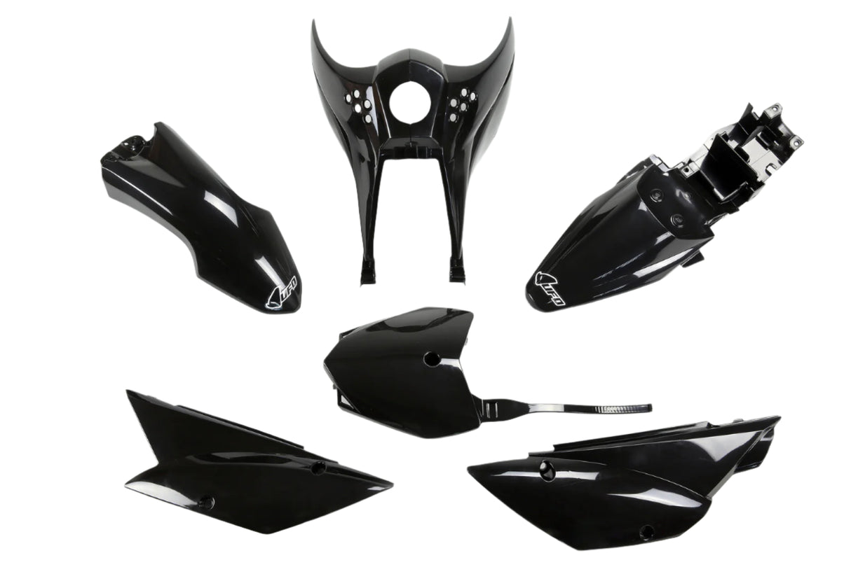 UFO Plastics Kit Black for Kawasaki KLX110 10-23