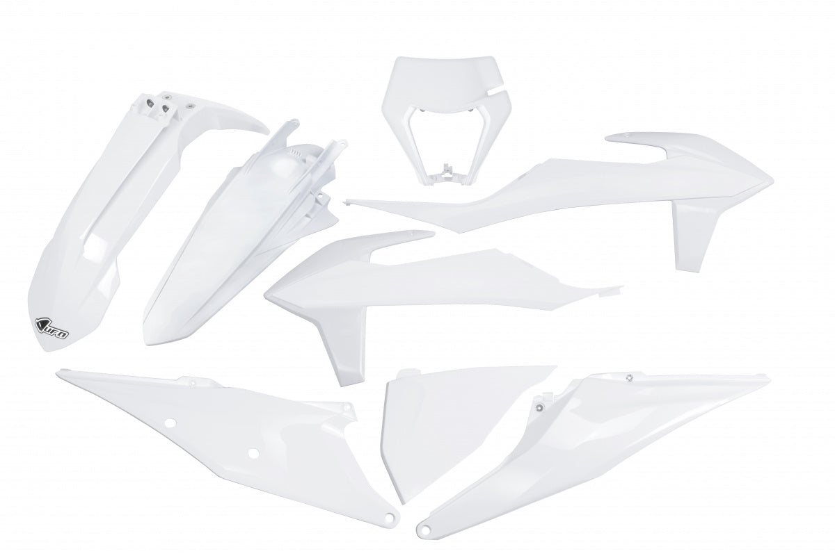 UFO Plastics Kit White w/Headlight Shroud for KTM EXC 125/200/250/300/EXC-F 250/350/450/500 20-23