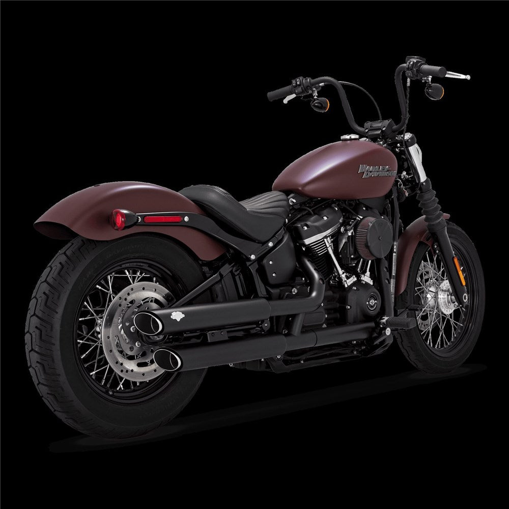 Vance & Hines V46376 PCX Twin Slash 3" Slip-On Mufflers Black for Softail 18-23 (excludes FXFB/FLDE/FLHC)