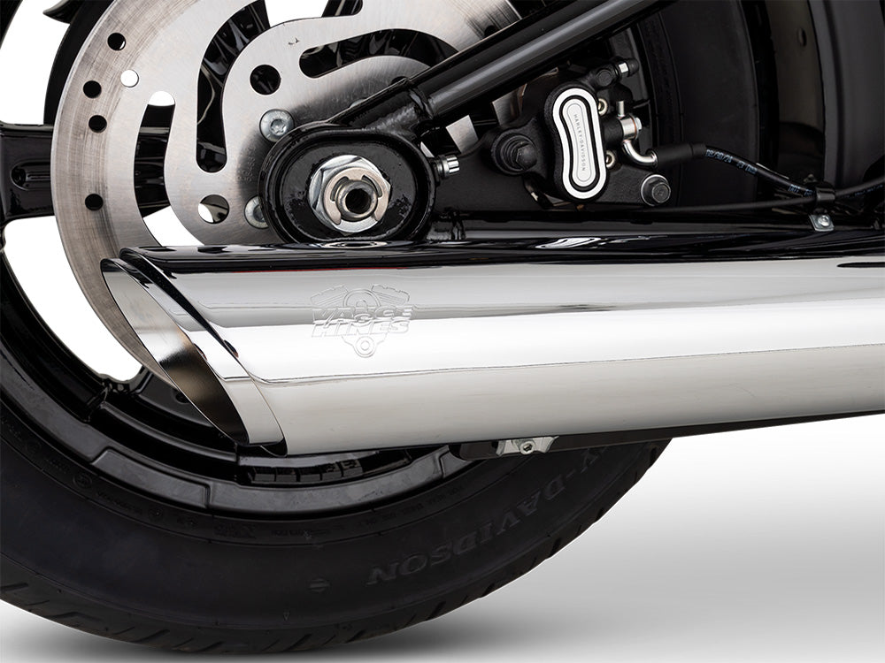 Vance & Hines VH-16750 4" Twin Slash Slip-On Muffler Chrome for Harley-Davidson Softail Street Bob/Low Rider S/Low Rider ST/Heritage 25-Up