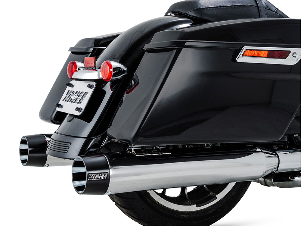 Vance & Hines VH-16792 4.5" Blackbird 450 Slip-On Mufflers Chrome w/Black End Caps for Touring 17-Up