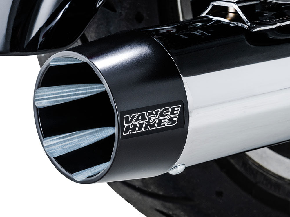 Vance & Hines VH-16792 4.5" Blackbird 450 Slip-On Mufflers Chrome w/Black End Caps for Touring 17-Up