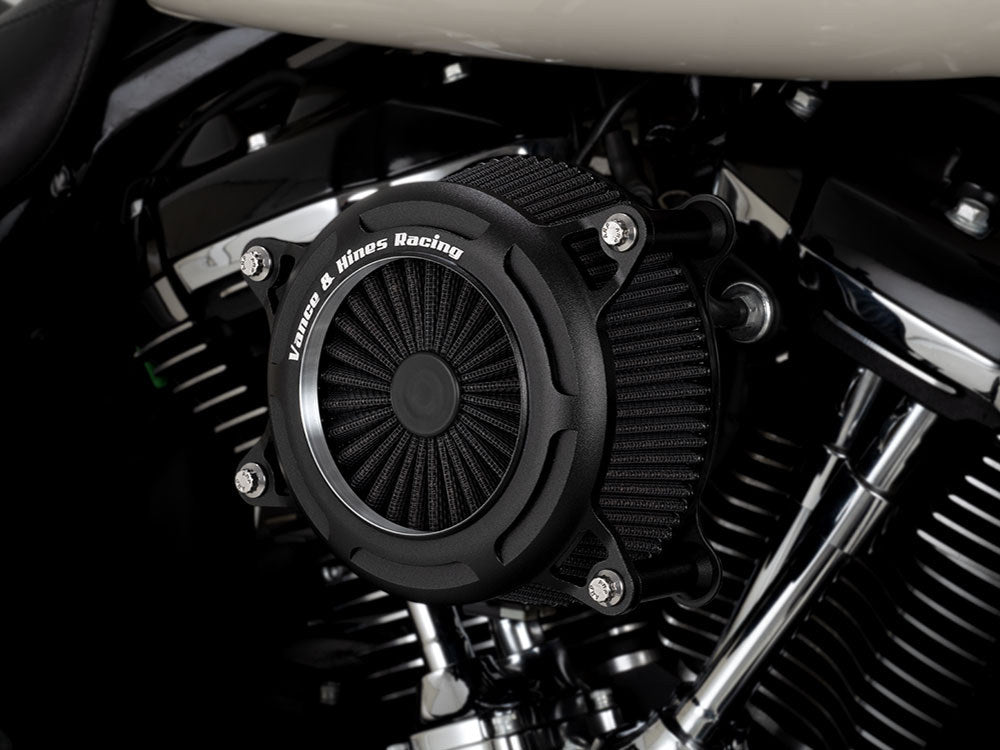 Vance & Hines VH-41118 VO2 Onyx Air Cleaner Kit Wrinkle Black for Harley-Davidson Touring 17-24/Softail 18-24
