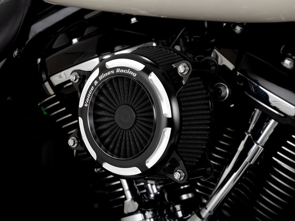 Vance & Hines VH-41119 VO2 Onyx Air Cleaner Kit Black Contrast Cut for Harley-Davidson Touring 17-24/Softail 18-24