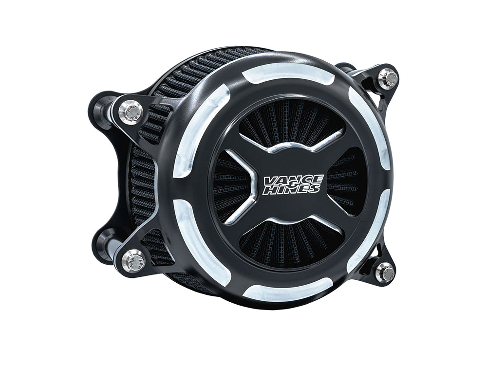 Vance & Hines VH-42343 VO2 X Air Cleaner Kit Black Contrast for Twin Cam 08-17 w/Throttle-by-Wire