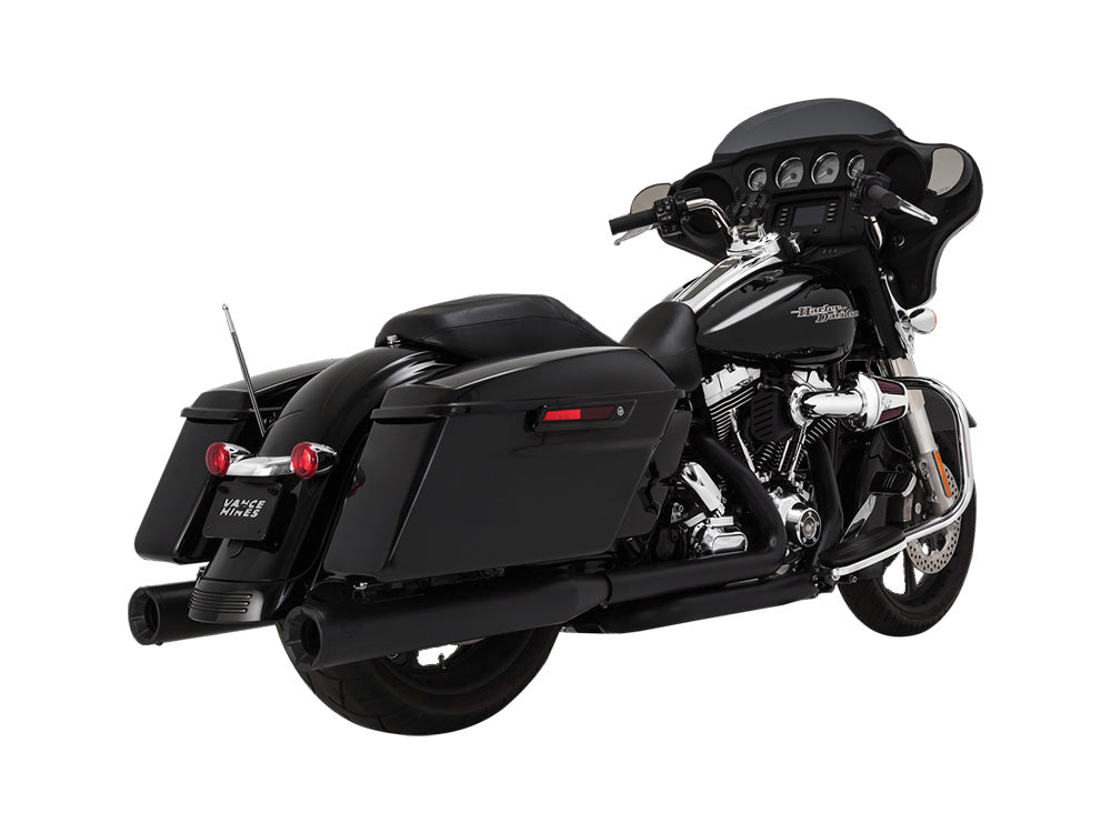 Vance & Hines VH-46703 4" Eliminator 400 Slip-On Mufflers Black w/Black End Caps for Touring 95-16/Trike 17-20