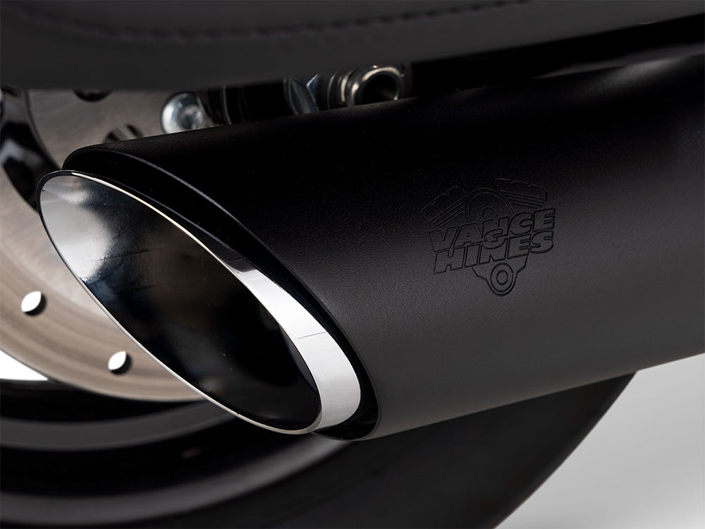 Vance & Hines VH-46750 4" Twin Slash Slip-On Muffler Black for Harley-Davidson Softail Street Bob/Low Rider S/Low Rider ST/Heritage 25-Up