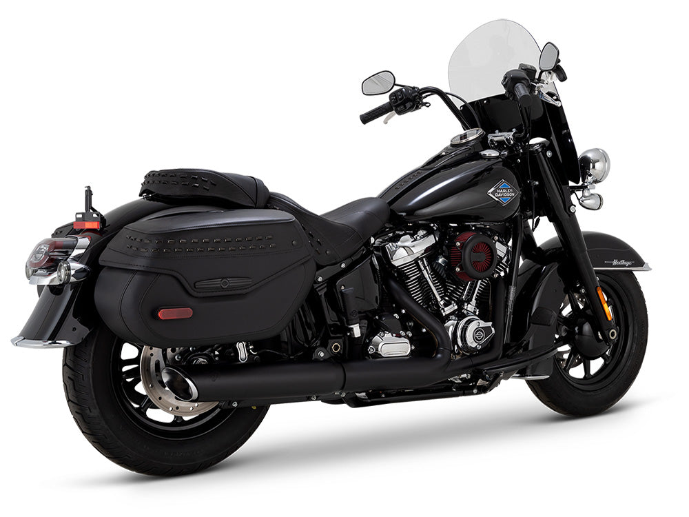 Vance & Hines VH-46750 4" Twin Slash Slip-On Muffler Black for Harley-Davidson Softail Street Bob/Low Rider S/Low Rider ST/Heritage 25-Up