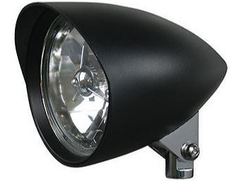 DNA Specialty Style Headlight 5 3/4" Tribar Style with Angel Eye LED Gloss Black Face Lens Fits Harley Davidson & Custom