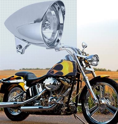DNA Specialty Style Headlight 5 3/4" Tribar Style with Angel Eye LED Gloss Black Face Lens Fits Harley Davidson & Custom