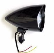 DNA Specialty Style Headlight 4 1/2" Tribar Style Black Fits Harley Davidson