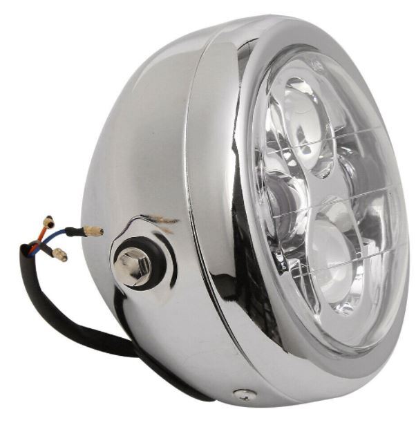 Headlight 6.5" 40w Daymaker style with CHROME Shell Suit Cafe Racer Motorcycle Bobber Customs