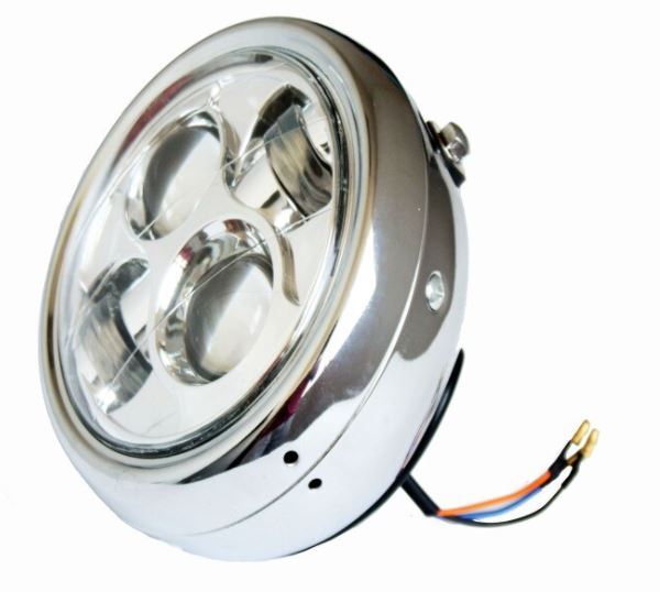 Headlight 6.5" 40w Daymaker style with CHROME Shell Suit Cafe Racer Motorcycle Bobber Customs