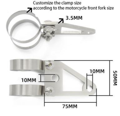 Twin Power Chrome Universal Headlight Bracket Suit up to 50mm Fork Tube Retro Fit Most Models Customized