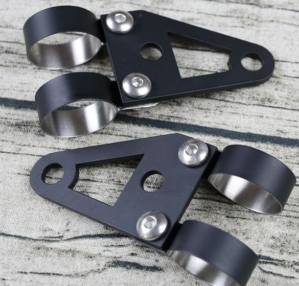 Twin Power Chrome Universal Headlight Bracket Suit up to 50mm Fork Tube Retro Fit Most Models Customized