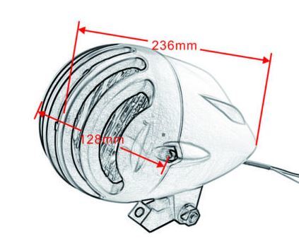 Headlight 9" Style Scalloped E Marked Black with Gold Grill Old School Bobber Custom Chopper Style