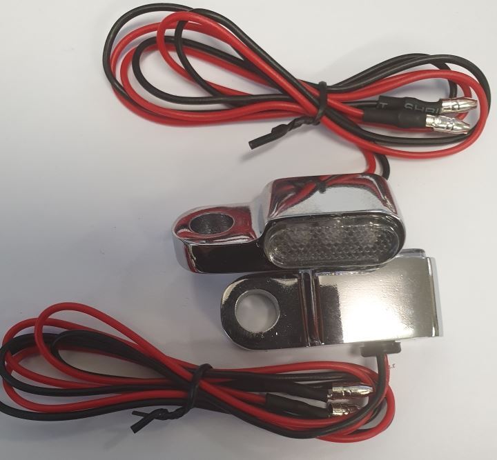 Twin Power Universal Billet Under Mirror Mount or Rear Fender Support LED Marker Lights Chrome Pair