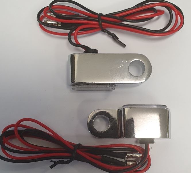 Twin Power Universal Billet Under Mirror Mount or Rear Fender Support LED Marker Lights Chrome Pair