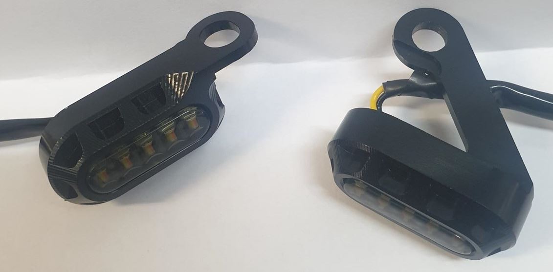 Twin Power Universal Billet Under Control Turn Signals Black with Smoke Lens for Softail 15-Up/Touring 09-Up Models w/Cable Clutch