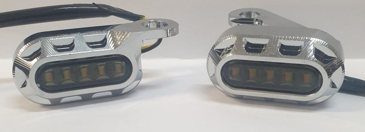 Twin Power Universal Billet Under Control Turn Signals Chrome with Smoke Lens for Softail 15-Up/Touring 09-Up Models w/Cable Clutch