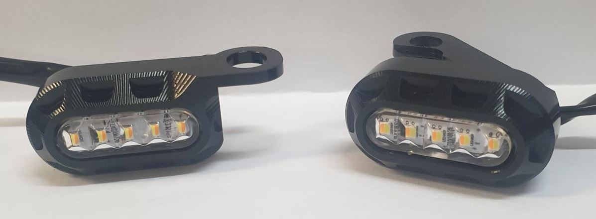 Twin Power Universal Billet Under Control Turn Signals Black with Clear Lens for Softail 15-Up/Touring 09-Up Models w/Cable Clutch