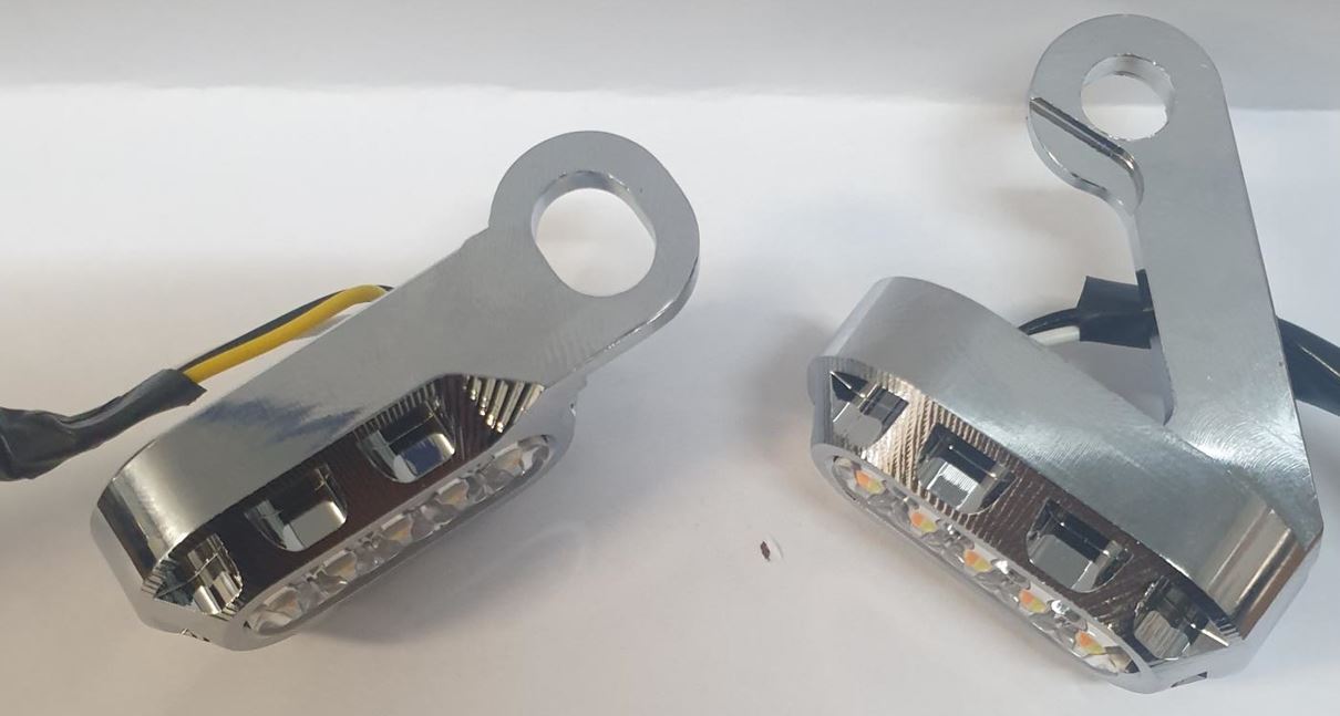 Twin Power Universal Billet Under Control Turn Signals Chrome with Clear Lens for Softail 15-Up/Touring 09-Up Models w/Cable Clutch