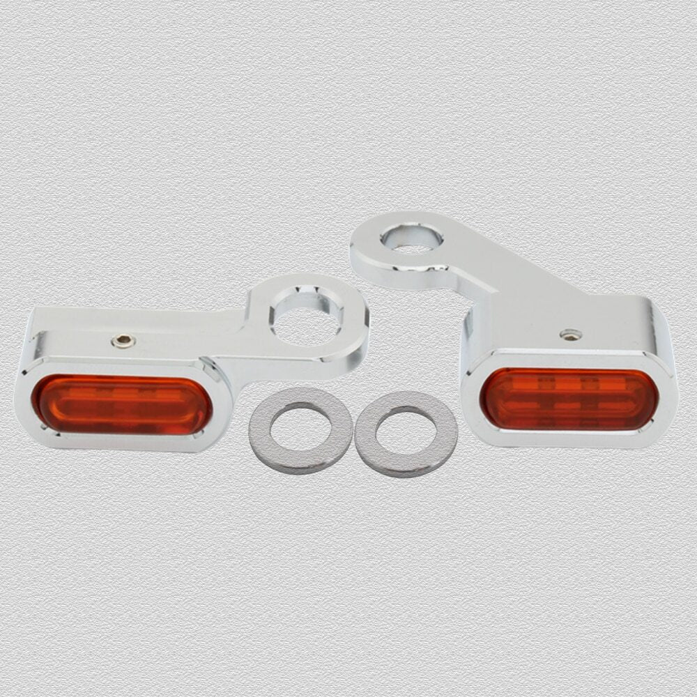 Twin Power Universal Billet Under Control Turn Signals Chrome with Amber Lens Fits Sportster 2004-Later Models