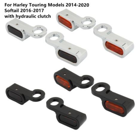 Twin Power Under Perch Turn Signals Chrome w/Amber Lens for Softail 16-17 V-Rod 09-17 Touring 09-Up w/Hyd Clutch (E Marked)