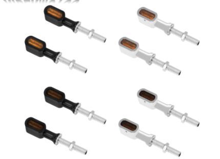 Twin Power Rear Turn Signals Black w/Amber Lens Slim Line LED Turn Signals - E Marked