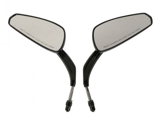 Twin Power Billet Stem Blade Mirror Pair Black with Flames Fits most 82-Later Sportster Softail Dyna Fxr & Touring Models