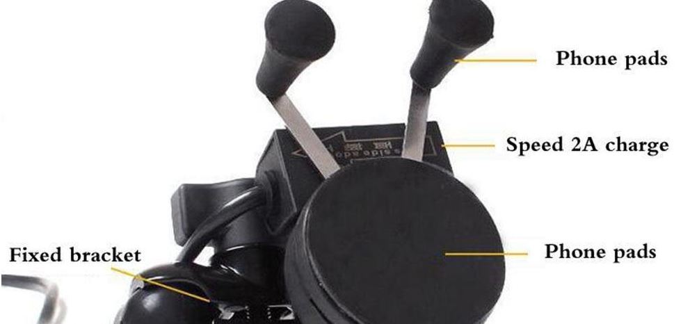 Twin Power X-Grip 3.5-6 Inch Motorcycle Bike Handlebar Cell Phone Mount Holder with USB Charger