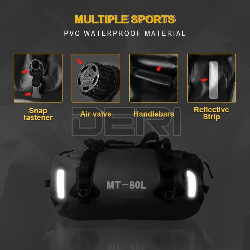 Travel Roll Bag Black Dry Roll / Tail Bag 80L 100% Waterpoof