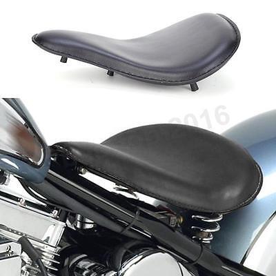 Twin Power Seat Combo Slim Small Size Black Leather Solo Seat and with Chrome Barrel Spring set