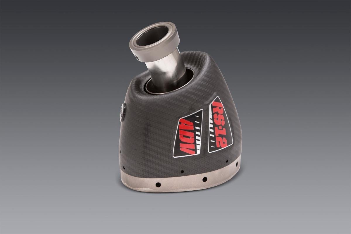 Yoshimura RS-12 Street Stainless Works Finish Slip-On Muffler w/Stainless Sleeve/Carbon End Cap for Yamaha Tenere 700 2021-2024