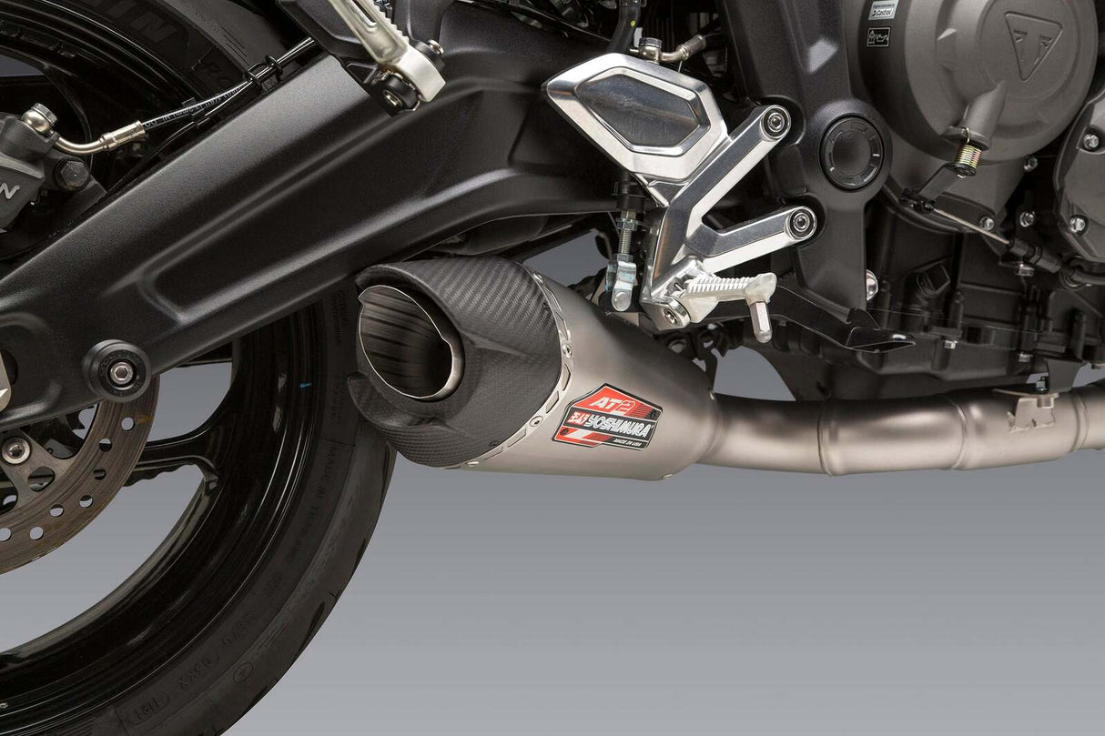 Yoshimura AT2 Street Stainless Full System w/Stainless Sleeve/Carbon End Cap for for Triumph Trident 2021